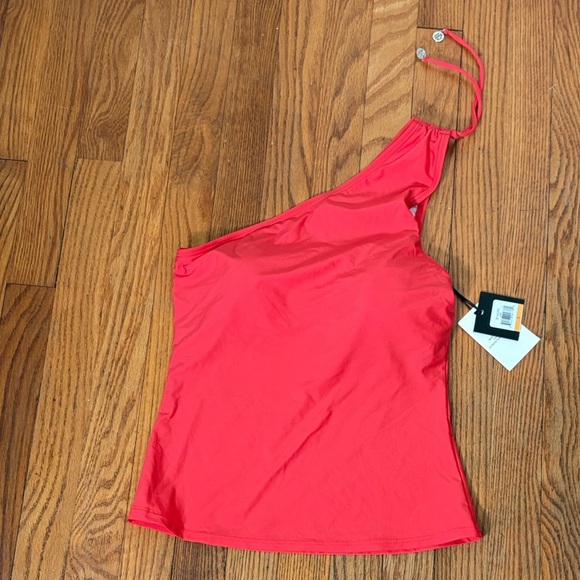 Dkny One Shoulder Tankini Top Swimsuit Orange Coral Size Small NWT bikini - Picture 5 of 7